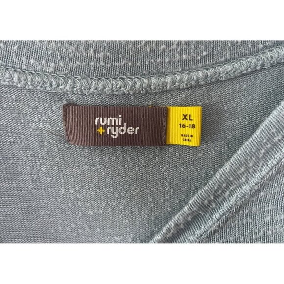 Rumi + Ryder YL 16-18 Gray Heathered Sweatshirt With Striped Sleeves - Picture 2 of 3